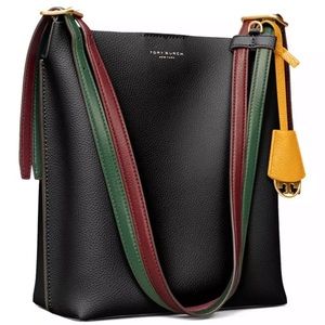 NWOT Tory Burch Perry Bucket Bag Black Leather $458